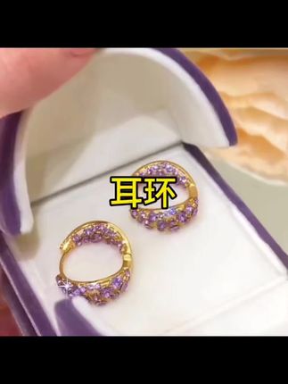 【紫金】紫色满钻轻奢时尚气质简约精致耳饰#满钻耳环#精致耳饰#时尚耳环#轻奢耳环#精美耳饰