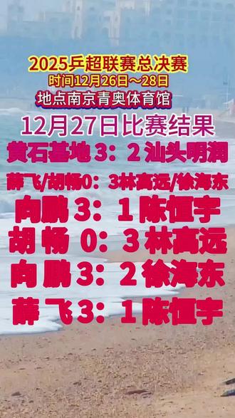 2025乒超总决赛12月27日比赛结果