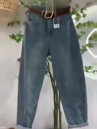 2025早秋爆款梨形身材弹力宽松哈伦牛仔裤女胖妹显瘦九分老爹裤子#谁穿谁好看不分年龄段 #谁穿谁好看特别有女人味 #穿出自己的风格 #穿出自信穿出美丽