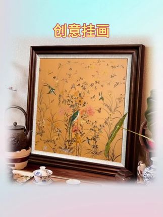【福满枝头】原创中古法式客餐厅装饰画手工油画美式新中式卧室挂画#家居好物 #竹子 #分享 #庭院设计 #高级挂画