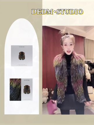 美美精选穿搭#时尚气质穿搭 DEDM•STUDIO/高奢感A级千金风进口貉子毛编织马甲