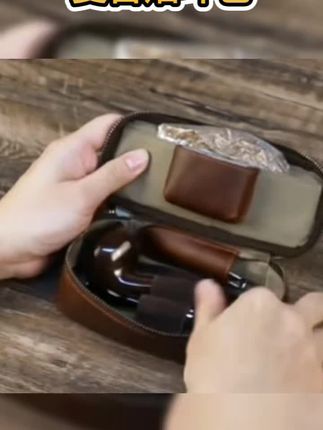 #疯马真牛皮烟斗包 #复古疯马真牛皮烟草烟具纯皮收纳包