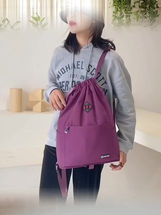 牛津布轻便休闲束口袋双肩包款印花大容量可折叠抽绳妈妈包#好物分享 #双肩背包 #携带方便 #自用好物