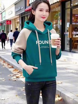 啄木鸟宽松纯棉加绒加厚拼色女卫衣#早秋穿搭三分钟出门不是梦#秋天变吋髦就从韩糸开始#卫衣控看过来 #卫衣也能穿出高级感
