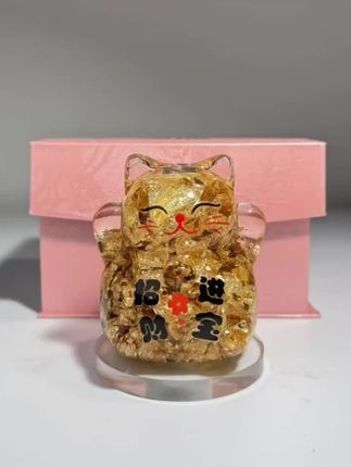 可爱金箔招财猫摆件寓意美好#招财#暴富