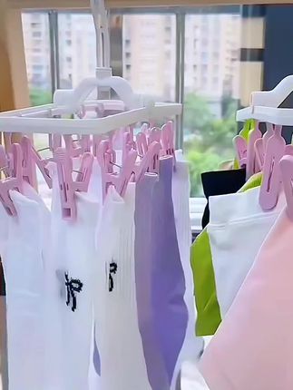 #折叠衣架 #多夹子折叠衣架 #袜子晾晒架 #夹子衣架 #多功能晾晒架