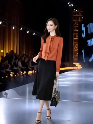 时尚飘带重磅真丝衬衫女长袖春装新款气质高端桑蚕丝显瘦上衣#女性穿搭 #时装搭配 #穿衣搭配 #穿出自信穿出美丽