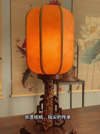 新款中式纯手工复古羊皮台灯#文房摆件 #每日分享 #非遗文化