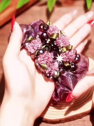 #水晶花发圈#大肠发圈 #丸子头教程 #头饰发饰 #气质头花