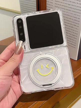 适用华为pocket 2手机壳新款透明水波纹pocketS折叠屏purax典藏版硬壳防摔全包高级感笑脸旋转支架款保护套#折叠手机壳#水波纹折叠手机壳#宝盒手机壳#翻盖手机壳#简约折叠手机壳