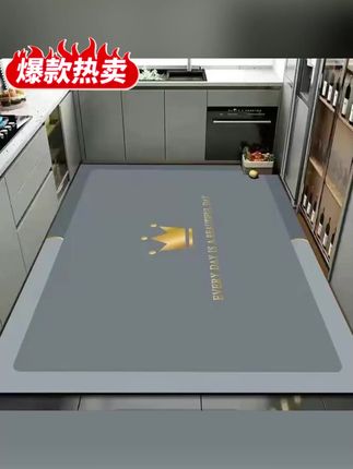 专业防油厨房加厚地垫防水防油地毯满铺耐脏餐厅免洗可擦垫子脚垫#地垫 #地垫地毯 #厨房地垫