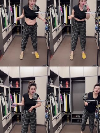 条纹松紧裤夏季哈伦裤九分裤休闲裤宽松时尚百搭大码显瘦#夏季穿搭 #夏天该有的样子 #日常生活 #轻熟穿搭 #运动服