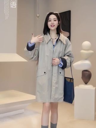 #春秋穿搭 #两面穿风衣外套 #女装 #时尚气质穿搭 #风衣外套中长款