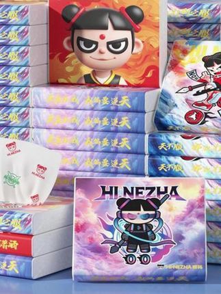 金飘飘HI哪吒联名款卡通印花原生木浆便携随身式抽纸学生家用纸巾 #抽纸 #抽纸推荐 #哪吒抽纸 #印花抽纸 #纸巾