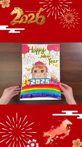 元旦手抄报来啦~ #一起学画画 #元旦 #手抄报 #想画就画 #创意画