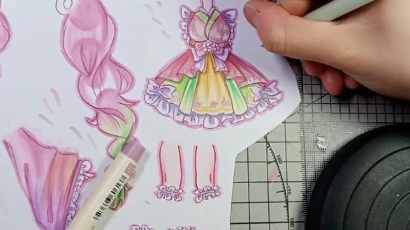 只有衣服满意的可动纸片人长什么样子#手绘 #鬼灭之刃 #甘露寺蜜璃 #可动纸片人 #画画