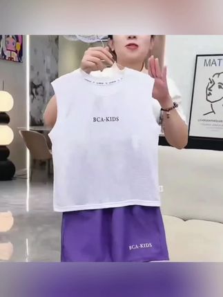 #儿童背心套装夏季男童运动透气无袖套装中大童两件套