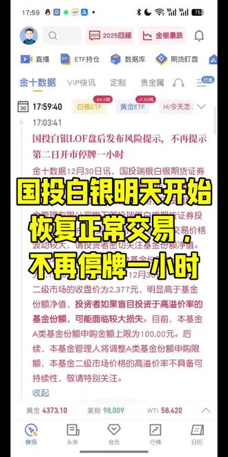 国投白银基金明天不再停牌一小时#股市#股票#白银#黄金#贵金属
