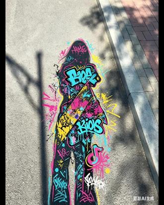 街头影子涂鸦指令教程来了!#影子涂鸦 #我拍了拍影子说该你登场了 #豆包ai #豆包出大片有两把刷子 #影子召唤术