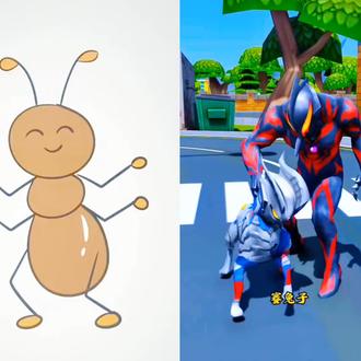 赛罗抓黑化了的澳头曼#简笔画#奥特曼