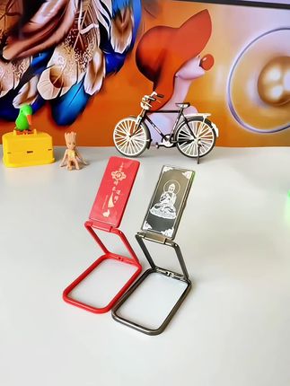 金属旋转桌面懒人手机支架折叠指环扣直播创意个性竖车载磁吸支架 #创意佛图案方形黑色手机支架 金属旋转桌面懒人手机支架折叠指环扣直播创意个性竖车载磁吸支架
