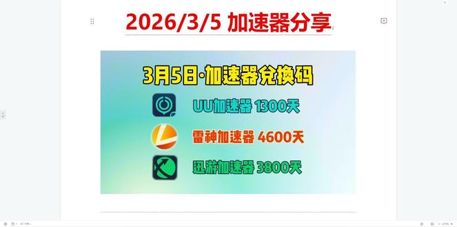 今日福利!加速器兑换码速抢!手慢无!3月5日加速器口令码,Steam/主机联机稳了!先到先得!
#steam游戏 #电子竞技 #主机游戏 #加速器口令 #游戏福利