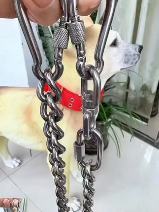 不锈钢狗链子大型犬中型犬小型犬铁链项圈调节狗绳防咬斗牛栓狗链 #牵引绳 #养狗人 #狗链 #文明养狗 #结实耐用