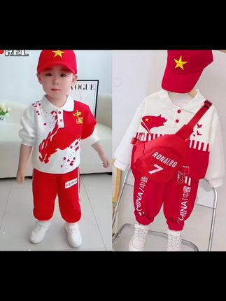 穿上带着五星红旗的衣服,孩子们的精神气上来了!