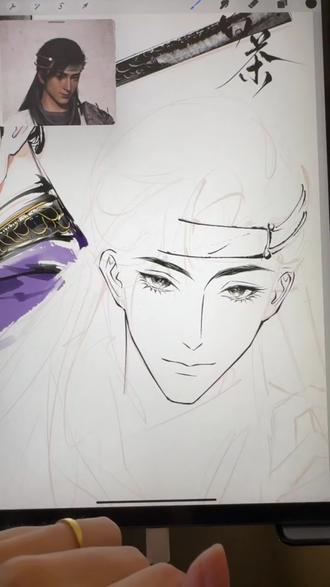 三分钟水墨风头发教程✨#插画教程#板绘#procreate画画#自学画画#绘画日常