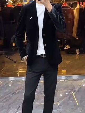#秋季新款#男士时尚金丝绒西服#轻奢外套#面料柔软舒适#品质男装