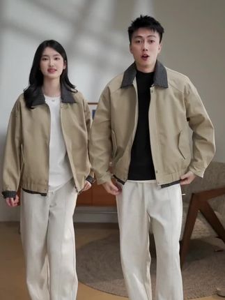 YIHAO STUDIO秋季男款假两件休闲夹克时尚百搭宽松春秋短款外套#外套 #秋冬新款 #夹克