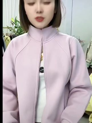 【0091正肩立领加绒/不加绒】秋冬短款百搭卫衣休闲时尚翻领衫外套#时尚穿搭时尚穿搭时尚 #甜美穿搭 #强烈推荐 #减龄气质 #外套穿搭