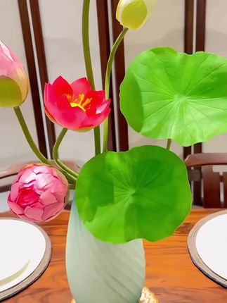 荷花仿真花莲花新中式婚礼插花手工饰品高端品质客厅上档次假花#仿真花#假花#荷花仿真花摆件#荷花仿真花#荷花假花