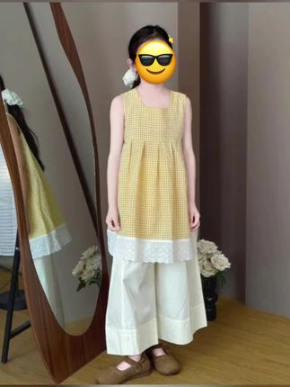 女童2025夏季新款时尚新中式国风旗袍上衣休闲宽松直筒裤两件套潮#女童时尚两件套