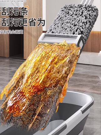 雪尼尔免手洗平板拖把干湿两用自动回弹墩布拖布耐用面板木地板