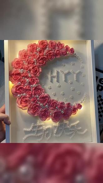 月亮纸巾花相框生日礼物diy手工制作中空相框3cm七夕送女生送闺蜜 #拼豆 #手工diy #拼豆补充包 #拼豆豆 #拼豆补充装