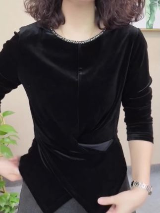 2025秋季新款常规圆领气质时尚洋气长袖纯色女T恤秋季抗皱#气质优雅 #洋气减龄 #百搭上衣 #遮肉显瘦 #时尚妈妈装