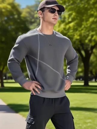 470G重磅银狐绒卫衣男2023秋季条纹上衣秋冬加绒加厚外套WY5575#时尚#男装穿搭 #好物分享