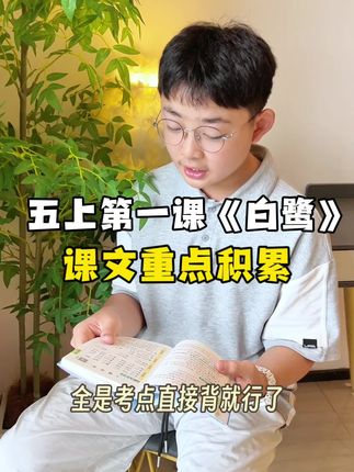#五年级 第一课《白鹭》是重点课文,期中期末必考课文解析,每天5分钟记得很轻松#知识点总结#小学语文