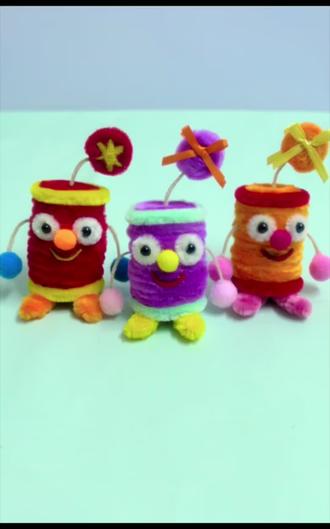 #扭扭棒手工制作品#卡通款烟花爆竹制作教程#扭扭棒小烟花鞭炮制作过程