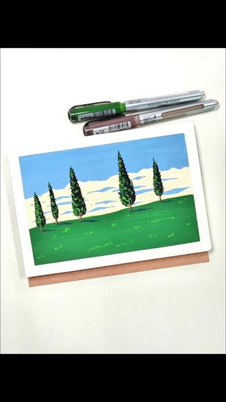 今天学画树,超简单教程~#画一颗树#画画#绘画过程#丙烯马克笔