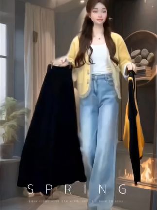 秋季新款韩版显瘦打底衫背心半身裙三件套女#洋气减龄三件套 #秋季穿搭 #韩系穿搭 #气质显瘦 #穿出自己的风格