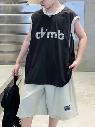 男童夏装背心套装2025新款运动中大童夏季男孩速干无袖篮球服潮酷