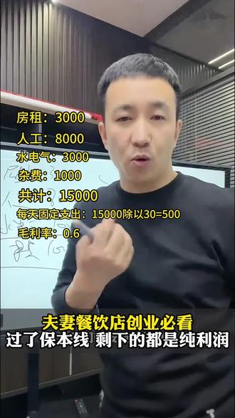 夫妻餐饮店创业必看,过了保本线就是纯利润#餐饮 #创业