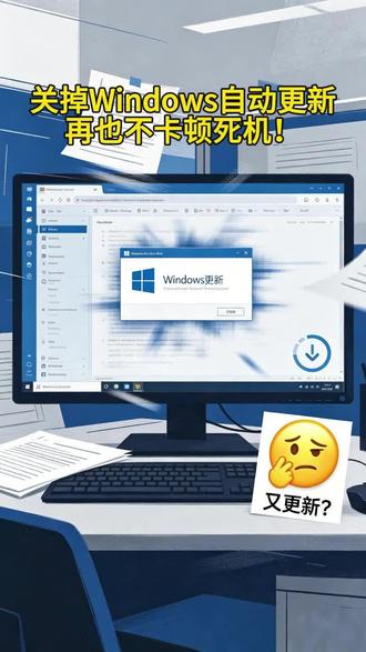 彻底关掉Windows自动更新,再也不卡顿死机了!#电脑 #办公室 #电脑知识 #办公技巧 #电脑小技巧