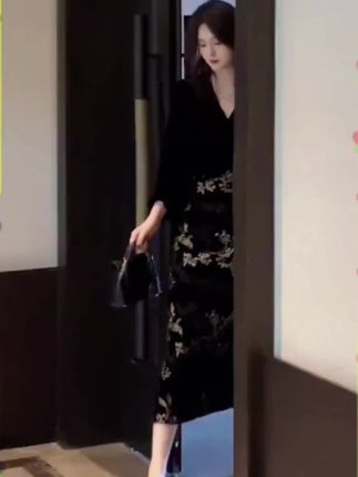 #穿出你的风格 #不同风格搭配 #高级气质 #时尚装扮 #时尚穿搭灵感 V领长䄂连衣裙