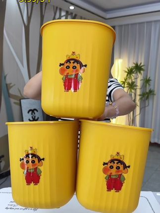 【3个装】小新高颜值图案加厚垃圾桶厨房卧室客厅简约纸篓收纳桶#垃圾桶厂家批发 #自用好物推荐 #家家必备