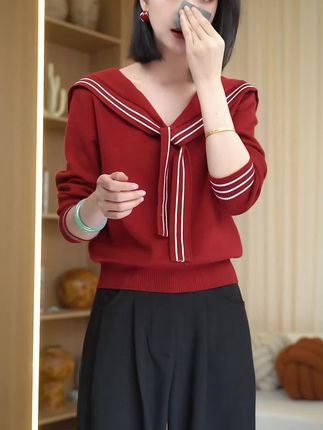 #穿搭女装 时髦洋气宽松慵懒风女款秋冬针织上衣韩系毛衣7291#女性气质穿搭 #高级感穿搭 #夏季穿搭 #优雅宽松小衫