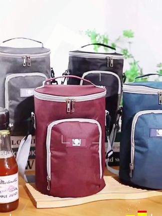 圆形保温饭盒袋手提大号保温桶袋子加厚铝箔保温袋圆筒时尚防水#保温饭盒袋#保温桶袋子