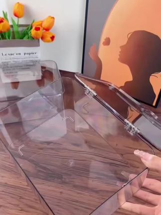 姐妹们,桌面收纳盒收纳透明杂物亚克力办公室卧室宿舍带盖防尘整理盒大号来啦#好物推荐🔥 #好物分享 #居家好物 #家用好物 #盒收纳盒